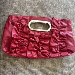 Elegant Red Ruffled Clutch